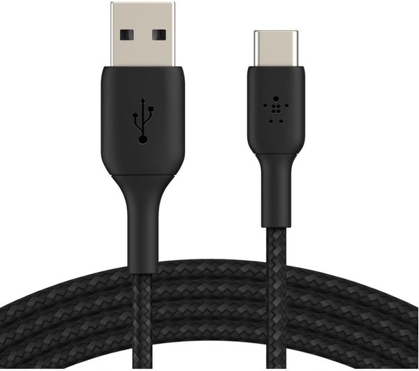 Image of BELKIN Braided USB-C to USB-A Cable - 3 m, Black
