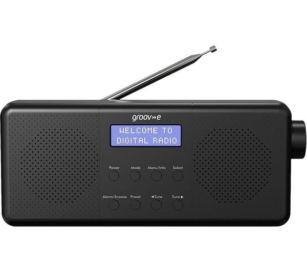 Groov E Vienna Portable Dab Fm Bluetooth Clock Radio Black
