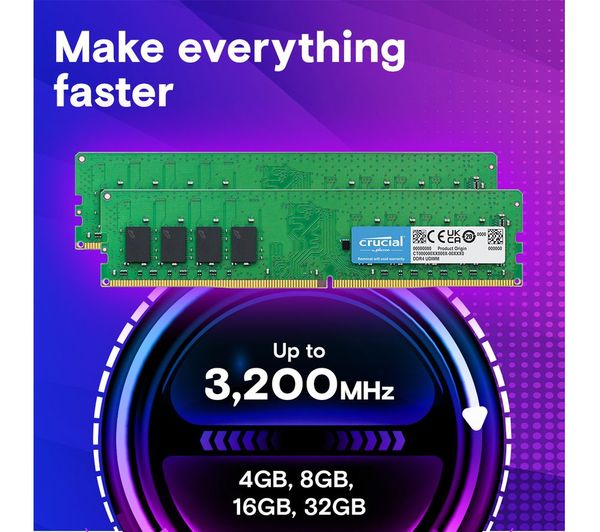 CRUCIAL DDR4 3200 MHz PC RAM - 16 GB - 000000000005808543 - Currys