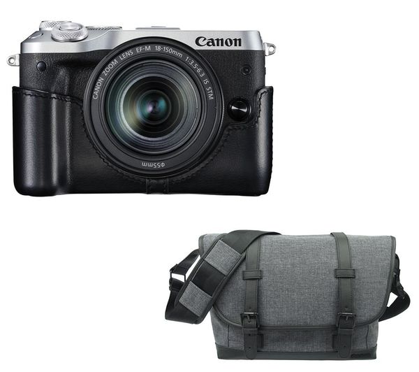 CANON EOS M6 Mirrorless Camera, 18-150 mm f/3.5-6.3 Lens & Bag Bundle, Grey