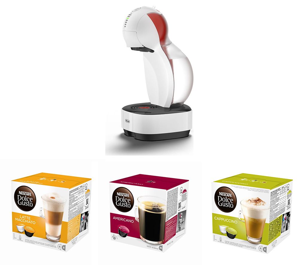 DOLCE GUSTO by De'Longhi Colors EDG355.W1 Coffee Machine & Pod Bundle - Macchiato, Americano & Cappuccino, Red