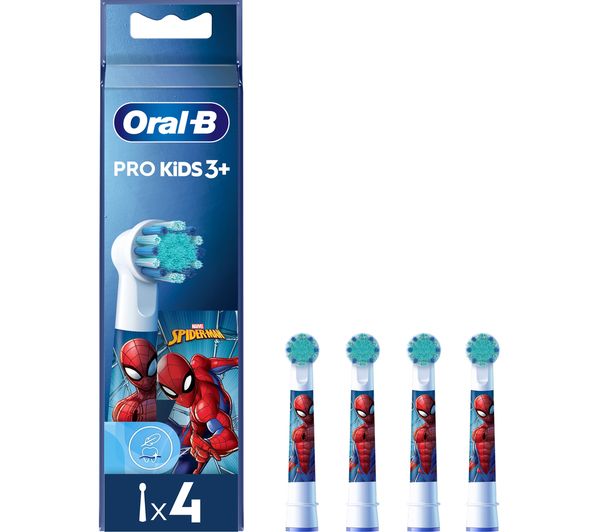 Image of ORAL B Pro Kids Spider-Man Replacement Toothbrush Head - Pack of 4