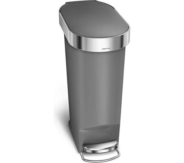 SIMPLEHUMAN CW1391 40-litre Slim Rectangular Pedal Bin - Grey