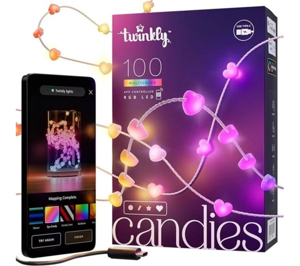 Twinkly Candies Hearts Smart 100 Rgb Led String Lights 65 M