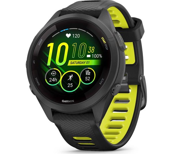 An image of GARMIN Forerunner 265S Sports Watch - Black & Yellow, 42 mm