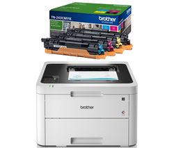 BROTHER HLL3230CDW Wireless Laser Printer & TN243CMYK Toner Cartridges Bundle