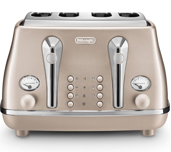 Delonghi Icona Metallics Ctot4003bg 4 Slice Toaster Beige