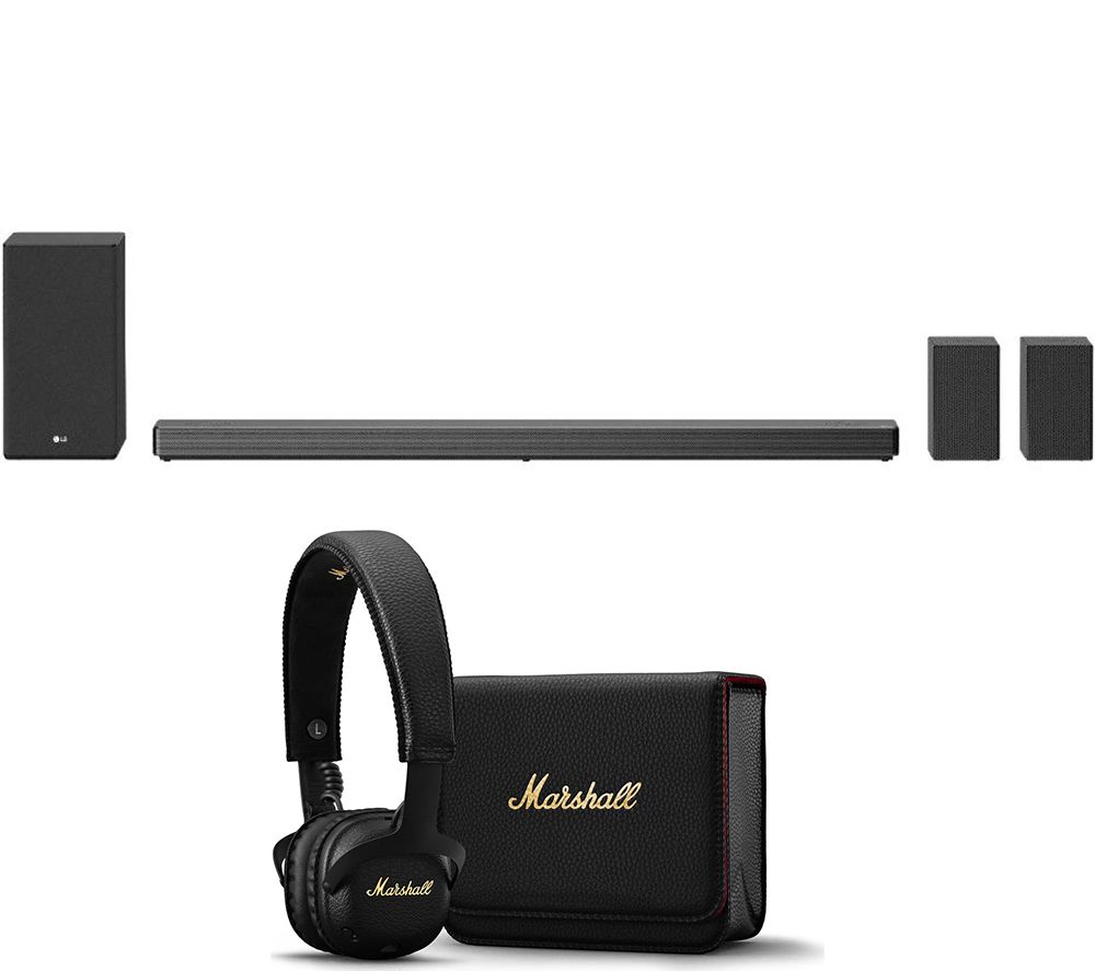 LG SN11 Wireless Sound Bar & Mid A.N.C Wireless Headphones Bundle, Black