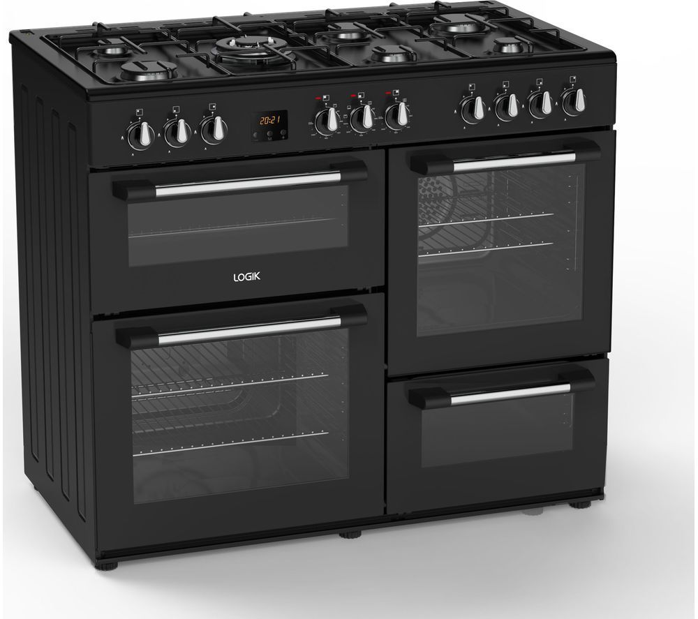 LOGIK LRC100B21 100 cm Dual Fuel Range Cooker Black Fast Delivery