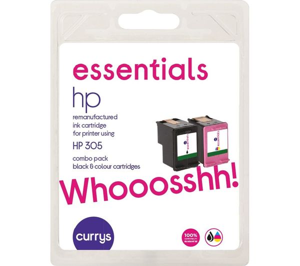 Essentials Hp 305 Black Tri Colour Ink Cartridges Twin Pack