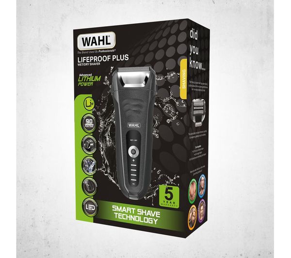 7061917 WAHL Lifeproof Plus 7061917 Wet & Dry Stubble Foil Shaver Black & Silver Currys