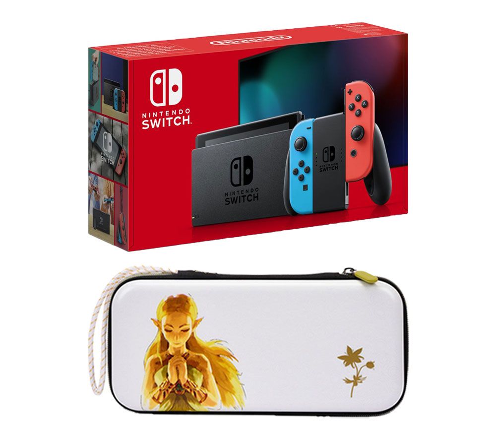 Switch & Princess Zelda Slim Travel Pro Nintendo Switch Case Bundle - Neon Red & Blue