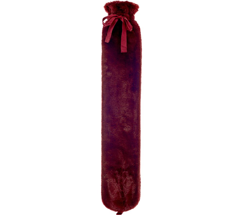 Faux Fur Long Hot Water Bottle - Burgundy