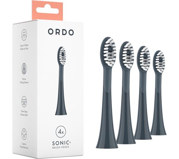 Ordo Sonic Replacement Toothbrush Heads Pack Of 4 Charcoal Grey