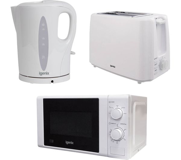 Igenix Igpk34 2 Slice Toaster Jug Kettle Solo Microwave Bundle White