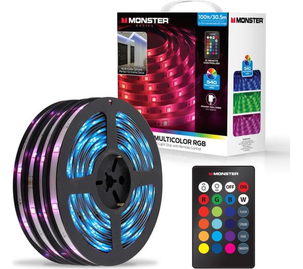 An image of MONSTER MLB7-2100-WW Multi-Colour RGB LED Light Strip - 30 m / 100 ft