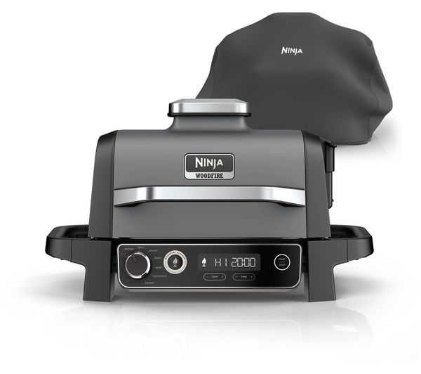 NINJA Woodfire OG703UK Outdoor Electric BBQ Grill & Smoker with Cover - Black