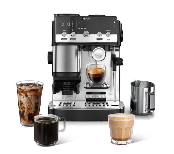 An image of NINJA Luxe Café Mini ES301UK Bean to cup Coffee Machine - Black & Stainless Steel