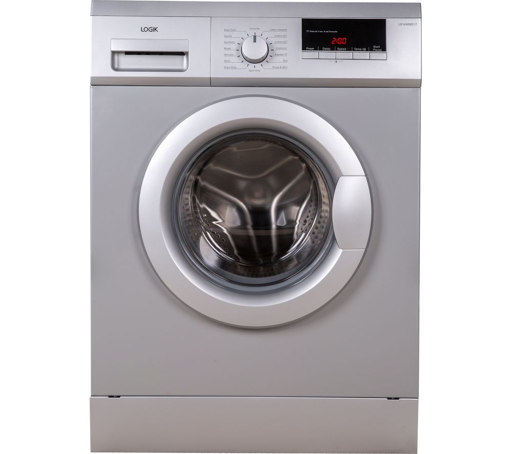 LOGIK L814WMS17 8 kg 1400 Spin Washing Machine – Silver, Silver