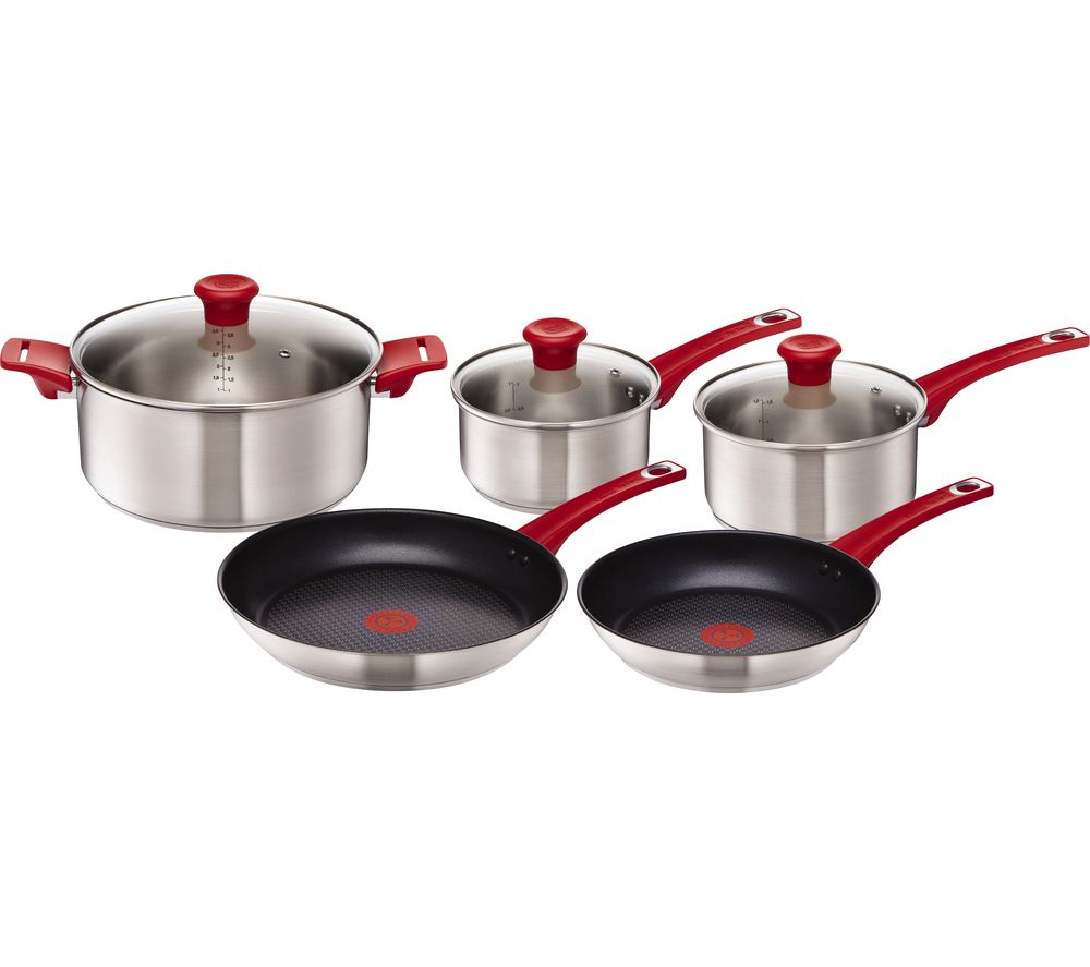 Buy TEFAL H801S514 Jamie Oliver 5-piece Cookware Set - Red ...