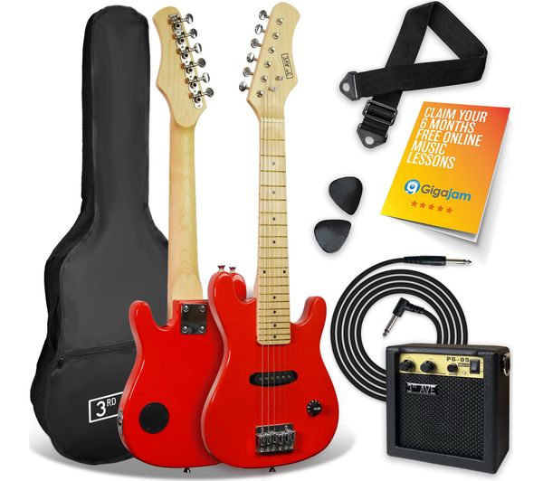 3rd Avenue 1 4 Size Kids Electric Guitar Bundle Red