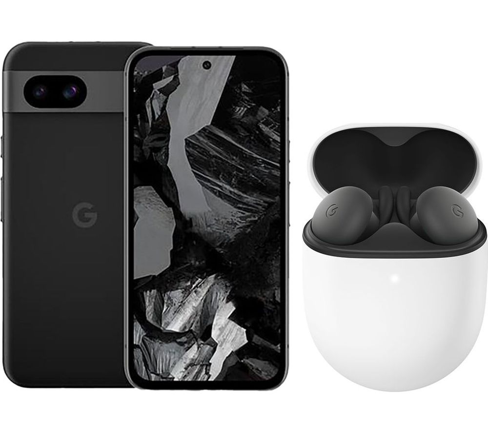 Pixel 8a (128 GB, Obsidian) & Pixel Buds A-Series Wireless Bluetooth Earphones (Charcoal) Bundle