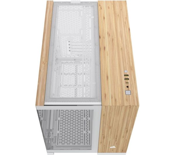 Corsair Icue Link 2500x Rgb Micro Atx Mid Tower Pc Case White Bamboo Wood