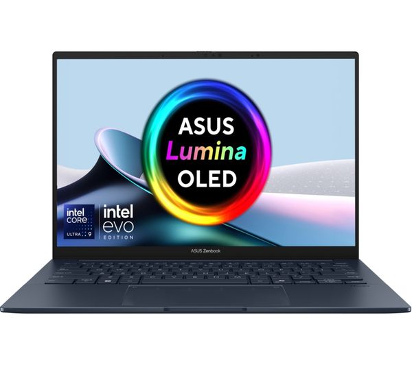 An image of ASUS Zenbook 14 OLED 14" Refurbished Laptop - Intel® Core™ Ultra 9, 1 TB SSD, Ponder Blue (Very Good Condition)