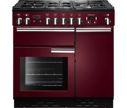 RANGEMASTER Professional+ 90 Dual Fuel Range Cooker - Cranberry & Chrome