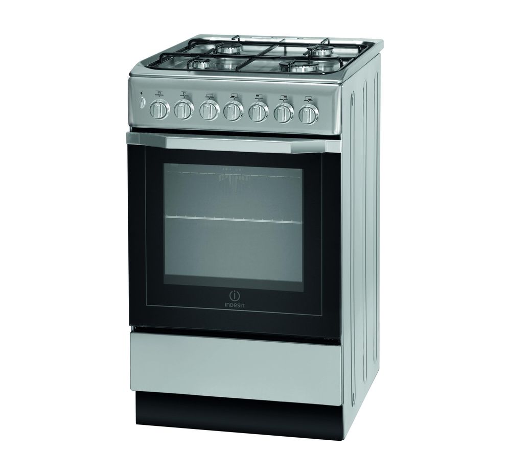 INDESIT I5GSH1(S) 50 cm Dual Fuel Cooker – Silver, Silver