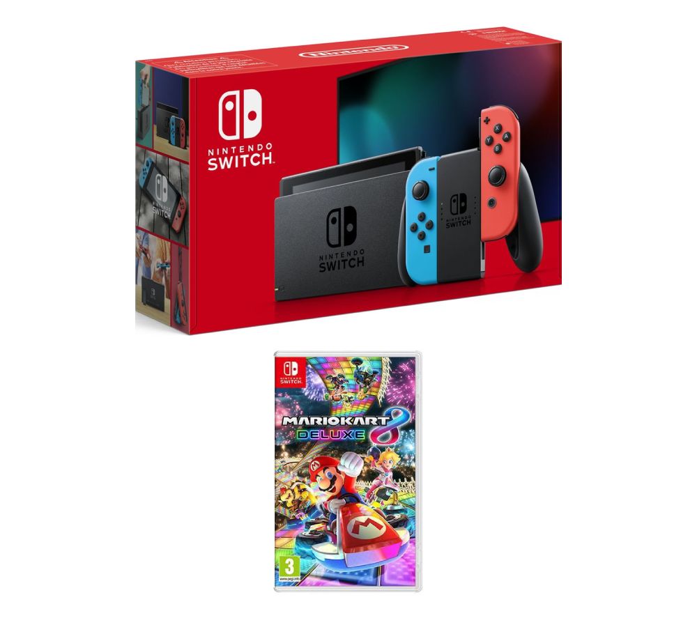 Switch Neon & Mario Kart 8 Deluxe Bundle