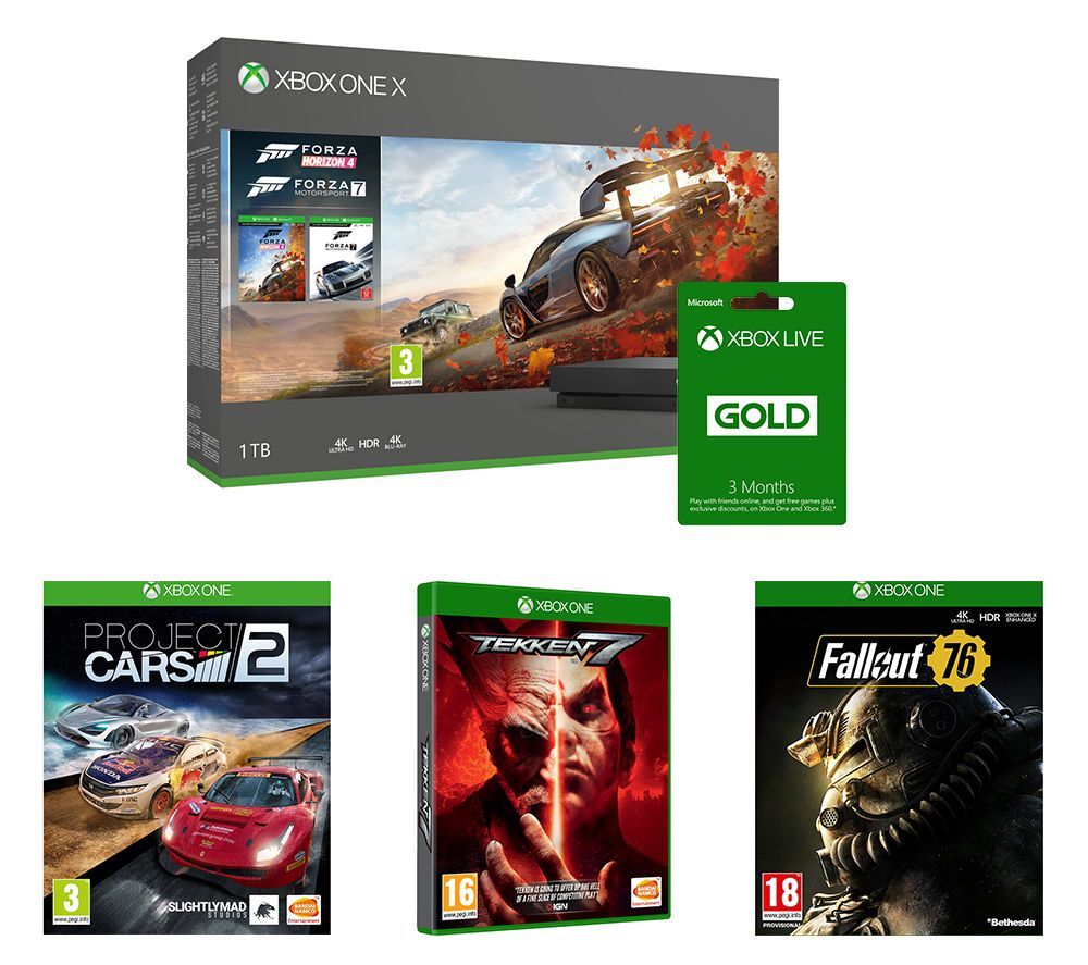 MICROSOFT Xbox One X with Forza Horizon 4, Forza Motorsport 7, Fallout 76, Tekken, Project Cars & LIVE Gold Bundle, Gold review