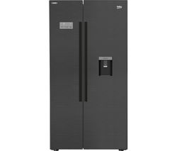 BEKO ASDM241Z American-Style Fridge Freezer - Black Steel