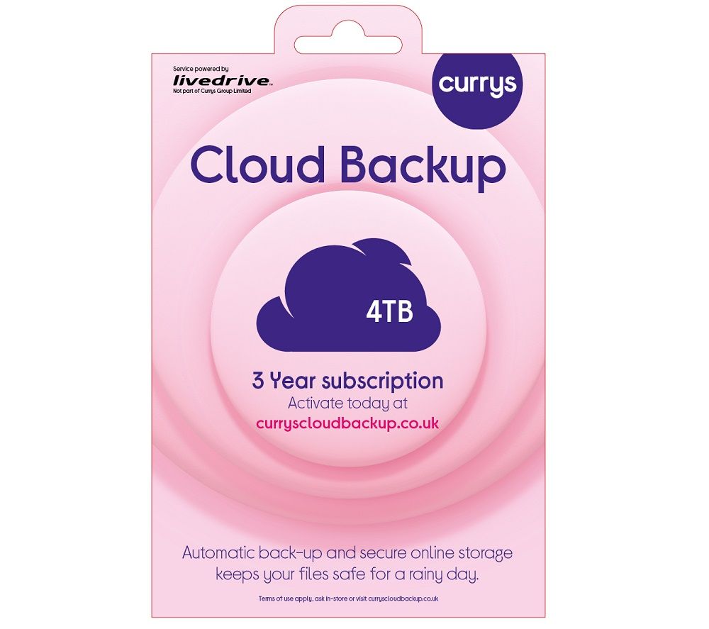 CURRYS Cloud Backup - 4 TB, 3 years