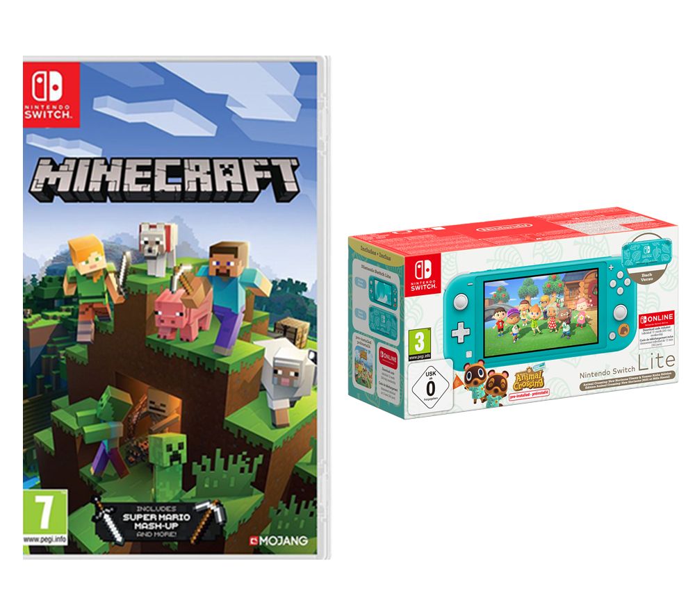 Switch Lite: Timmy & Tommy's Edition with Animal Crossing: New Horizons installed, Minecraft & Nintendo Switch Online 12 Month Membership Bundle