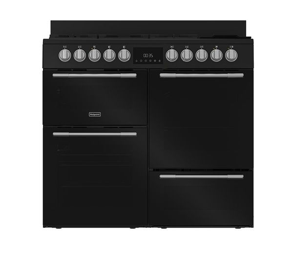 An image of HOTPOINT RH100FA21BB 100 cm Dual Fuel Range Cooker - Black