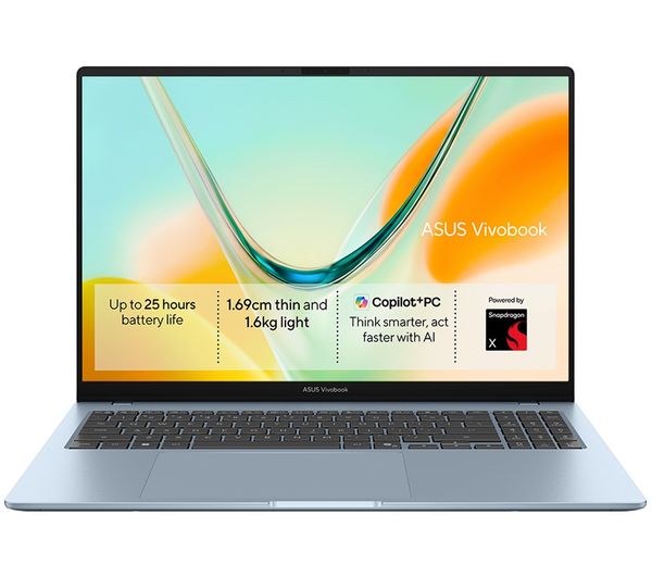 An image of ASUS Vivobook S16 16" Laptop - Snapdragon X, 256 GB SSD, Blue
