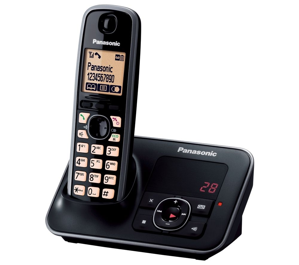 PANASONIC KX-TG6621EB Cordless Phone with Answering Machine, Black