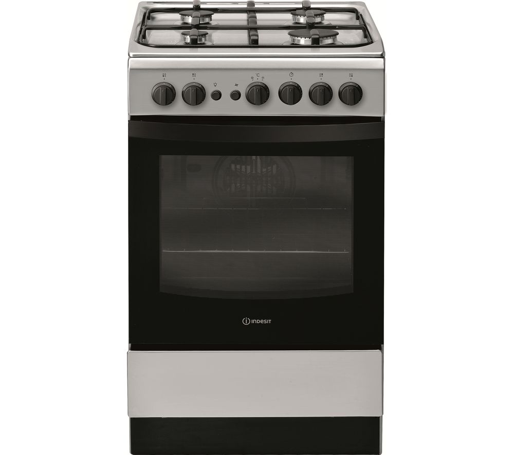 INDESIT IS5G1PMSS/UK 50 cm Gas Cooker - Silver, Silver