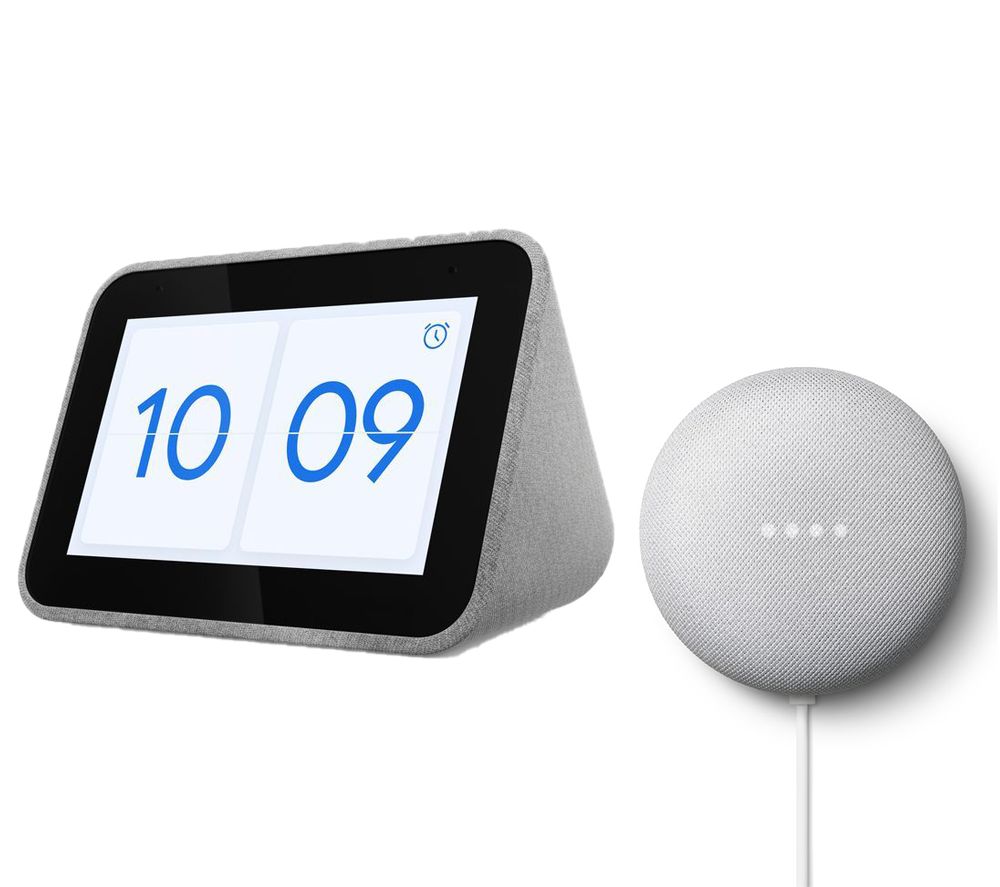 Smart Clock with Google Assistant & Chalk Google Nest Mini (2nd Gen) Bundle