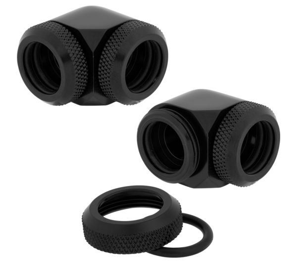 Corsair Hydro X Series Xf 90° Compression Fitting 14 Mm Black Pack Of 2