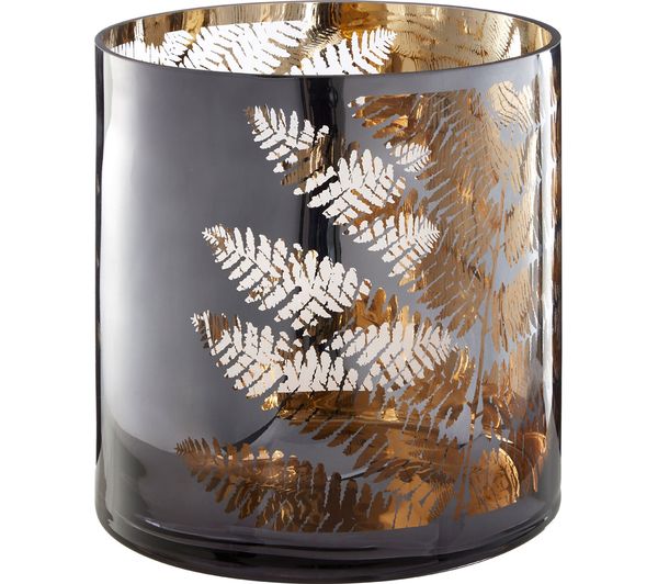 Interiors By Premier Fern Large Glass Candle Holder Metallic Grey