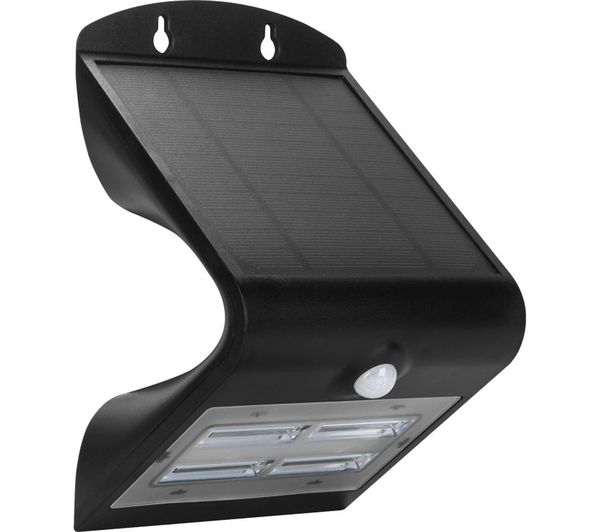 LUCECO Guardian Solar LED Wall Light with PIR Motion Sensor - Black