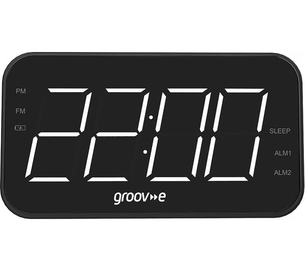 Groov E Radio Curve Portable Fm Clock Radio Black