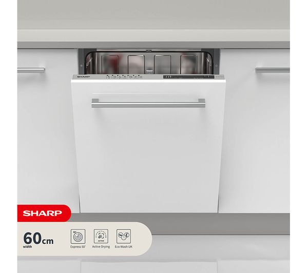 An image of SHARP QW-NI1FI47D4X-EN Full-size Fully Integrated Dishwasher