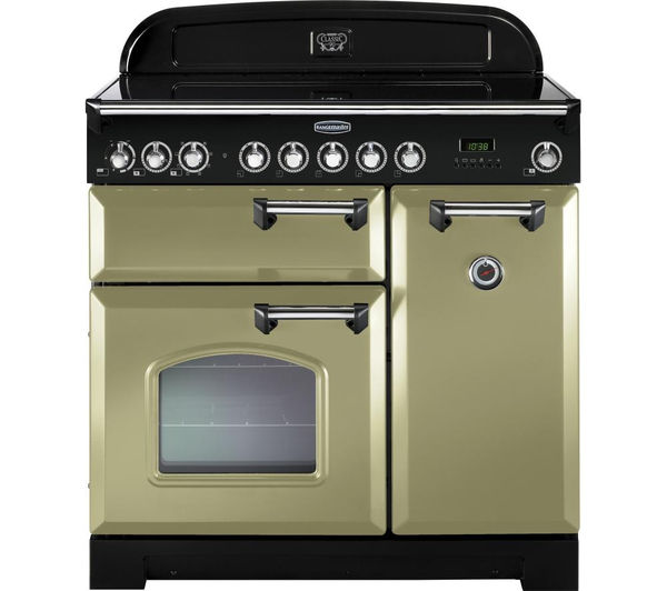 Rangemaster Classic Deluxe 90 Electric Induction Range Cooker - Olive Green & Chrome, Olive