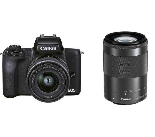 Canon EOS M50 Mark II / M50 II Mirrorless Digital Camera with 15-45mm Lens  & Canon 55-250mm f/4.5-6.3 IS STM for Holiday