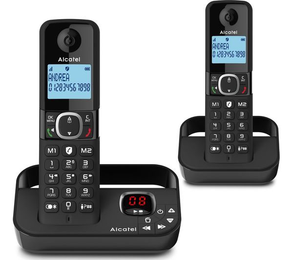 Alcatel F860 Voice Tam Atl1423549 Cordless Phone Twin Handsets Black