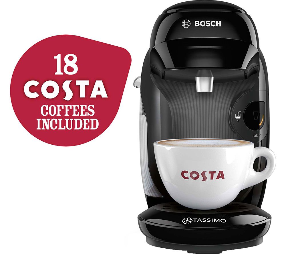 by Bosch Style TAS1102GB2 Coffee Machine with Costa Americano & Latte Starter Bundle - Black