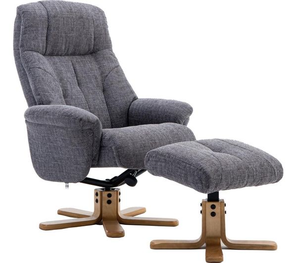 TEKNIK Denver Luxury Fabric Reclining Executive Chair with Footstool - Greystone